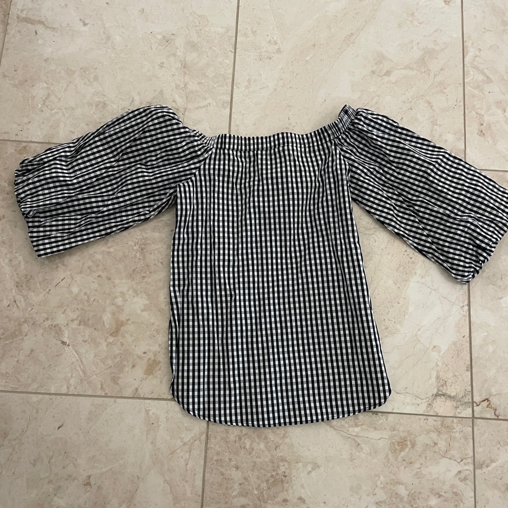 Checkered Off Shoulder Top
